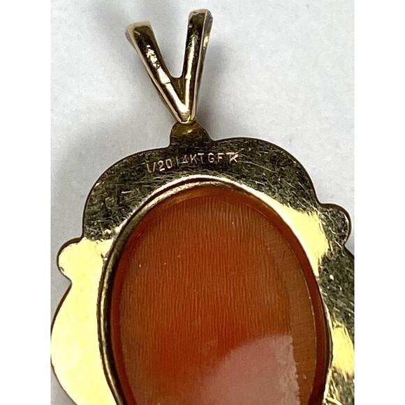 Vintage Shell Cameo 1/20 14K GF Gold-Filled Shell Pendant TK Tru-Kay - Picture 5 of 8